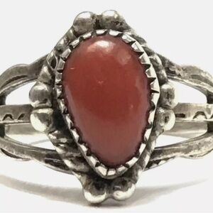 Vintage Coral and Silver Women's Ring